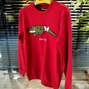 Palm Angels Red Cotton Crocodile PrintedSweatshirt